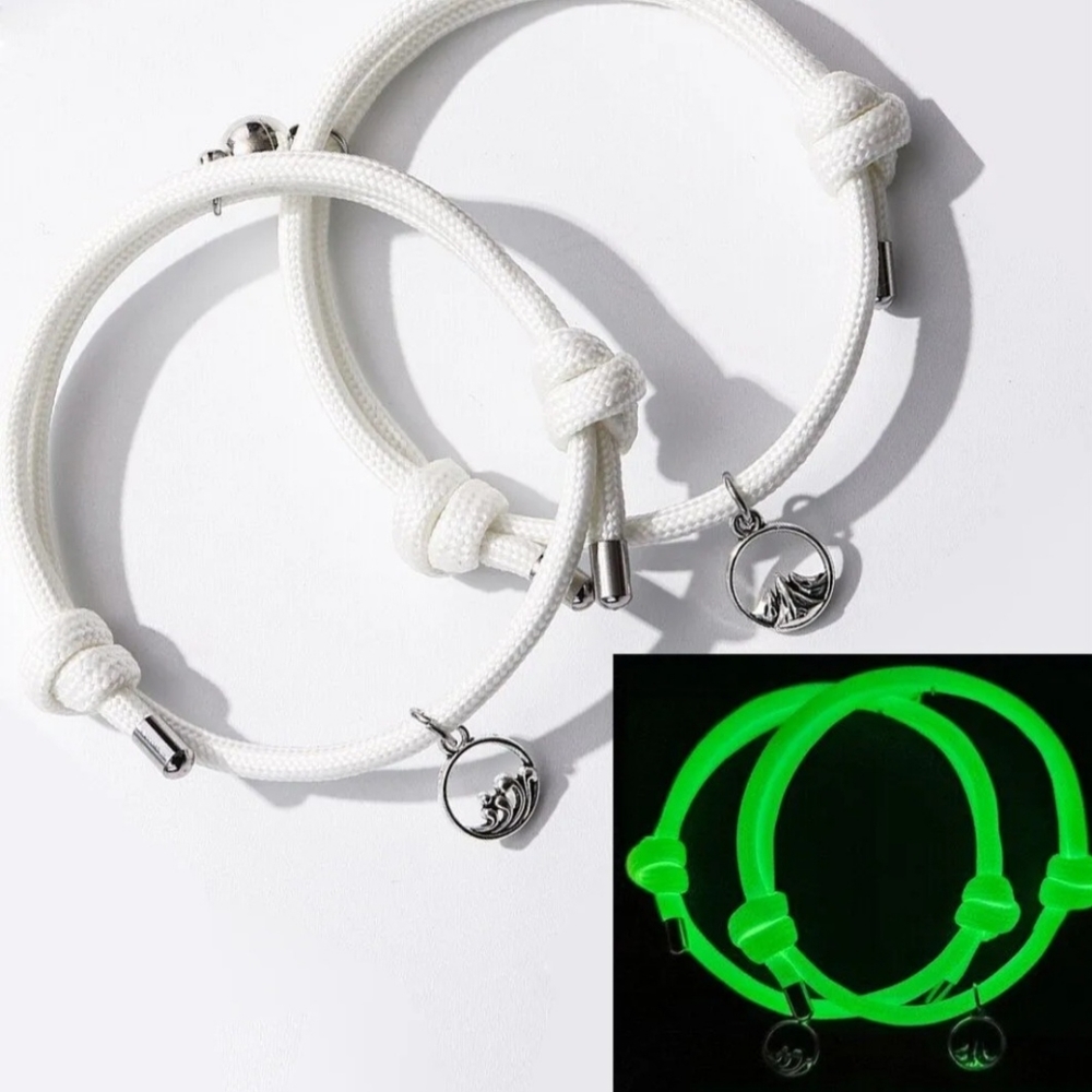 Magnetic Couple Friendship Partner Bracelet Mountains Ocean Water Glows Glow